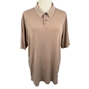 Vintage Daniel Gray M Silk Polo Shirt Tan Grid Ripstop Y2K Luxury AS2926K EUC